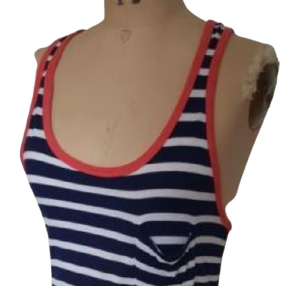 2/$30 Classic nautical style Cynthia Rowley striped white blue tank top